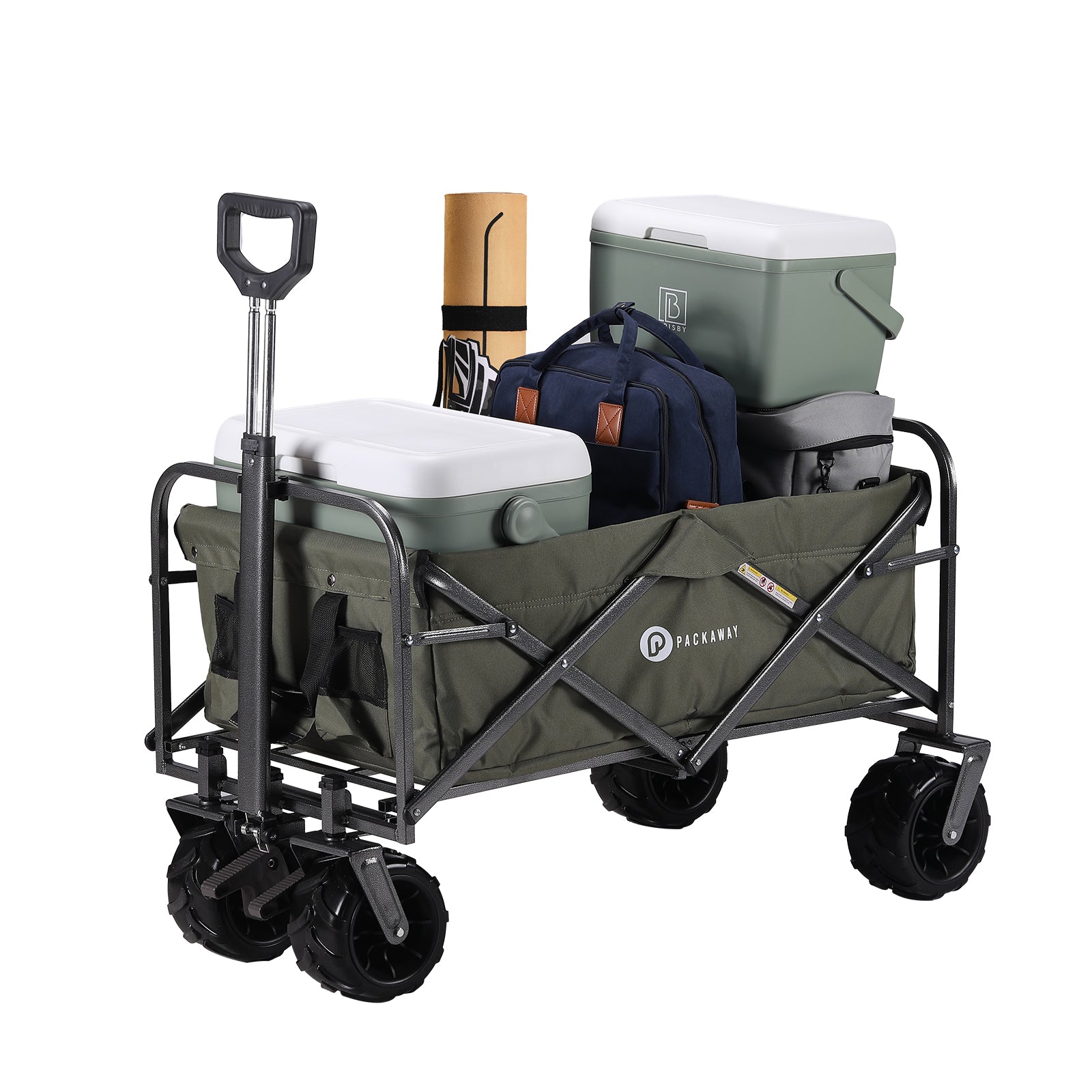 Bolderkar XL groen -  tot 80 kg - heavy duty - 90L - opvouwbaar - wasbaar polyester - 98x45 cm