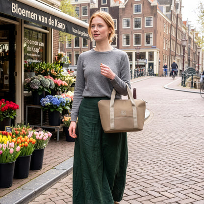 Brisby Koeltas Lunchtas 6L – 4-Laags Geïsoleerd – Inclusief 2 Koelelementen – Waterafstotend – Voor Werk, School & Onderweg – Taupe