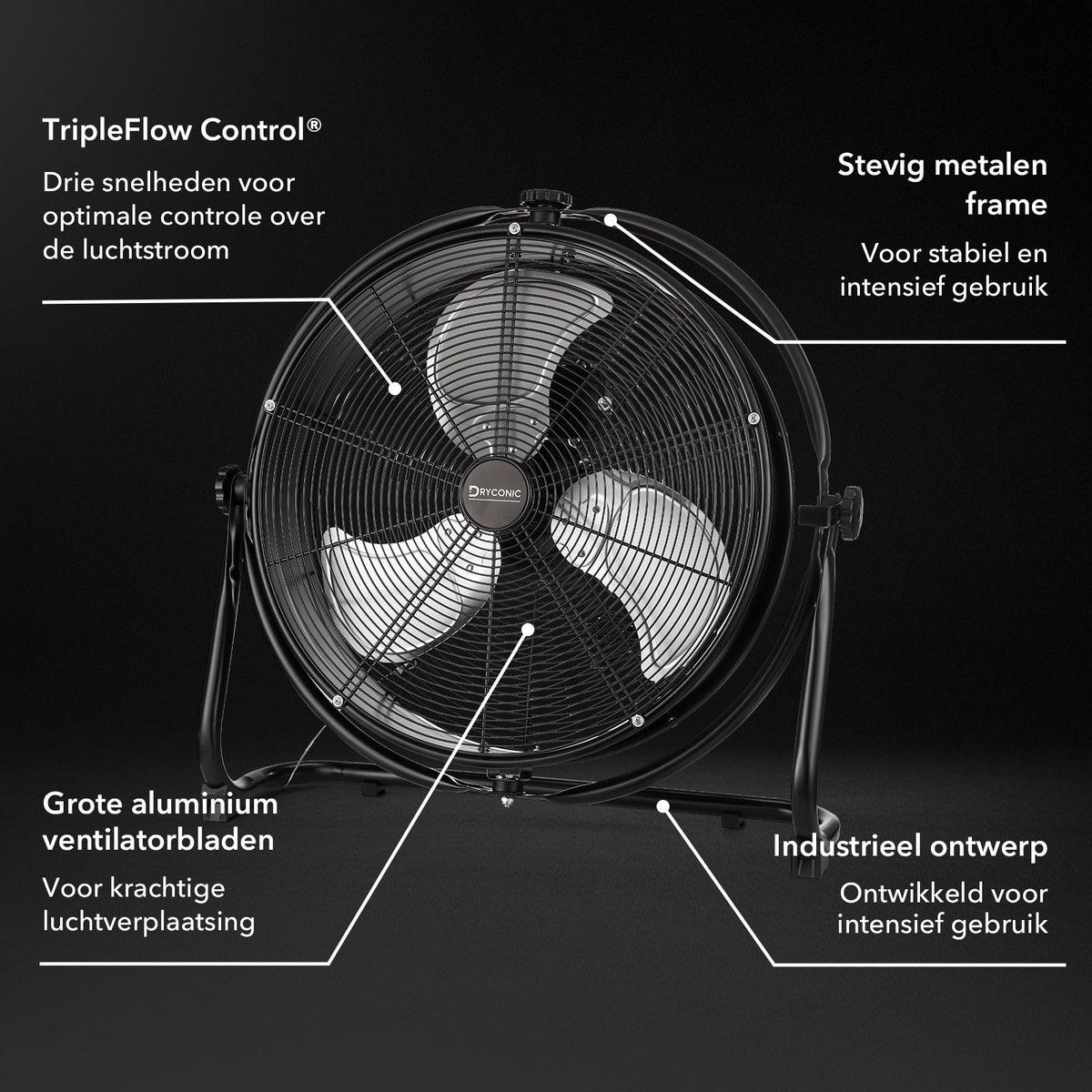 Dryconic ventilator 500 mm, 3 standen