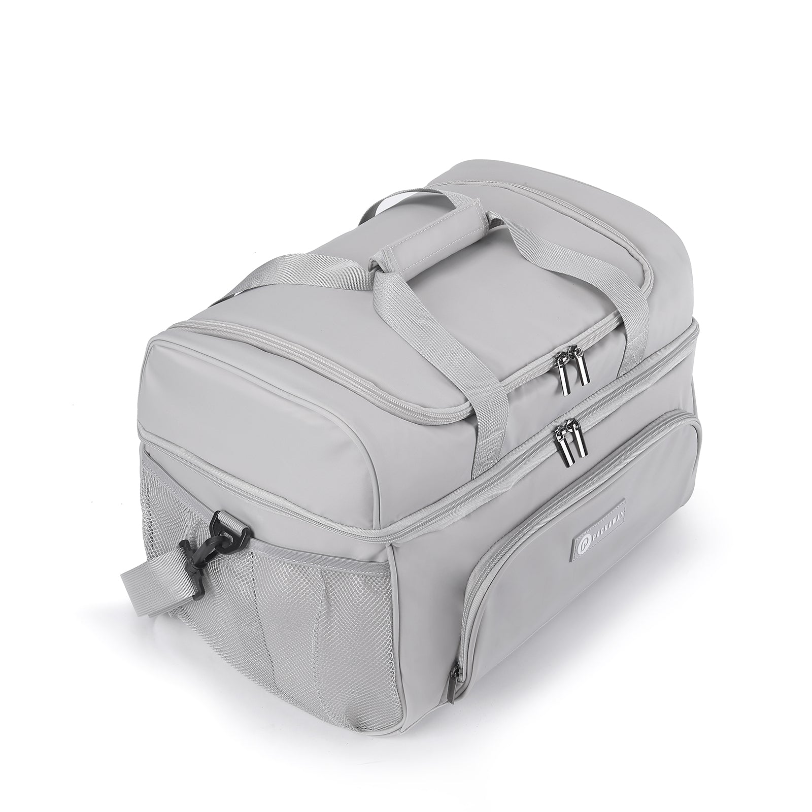 Packaway Koeltas 30L - Lunchtas - Inclusief 4 Koelelementen - Dubbel Compartiment - 4-Laags Geïsoleerd - Waterafstotend - Modern Grey