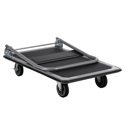 Packaway Opvouwbare Transportwagen 350 kg – Transportkar met Rem – 92 x 62 cm – Antislip Laadplatform – 4 Wielen – Inklapbare Duwbeugel