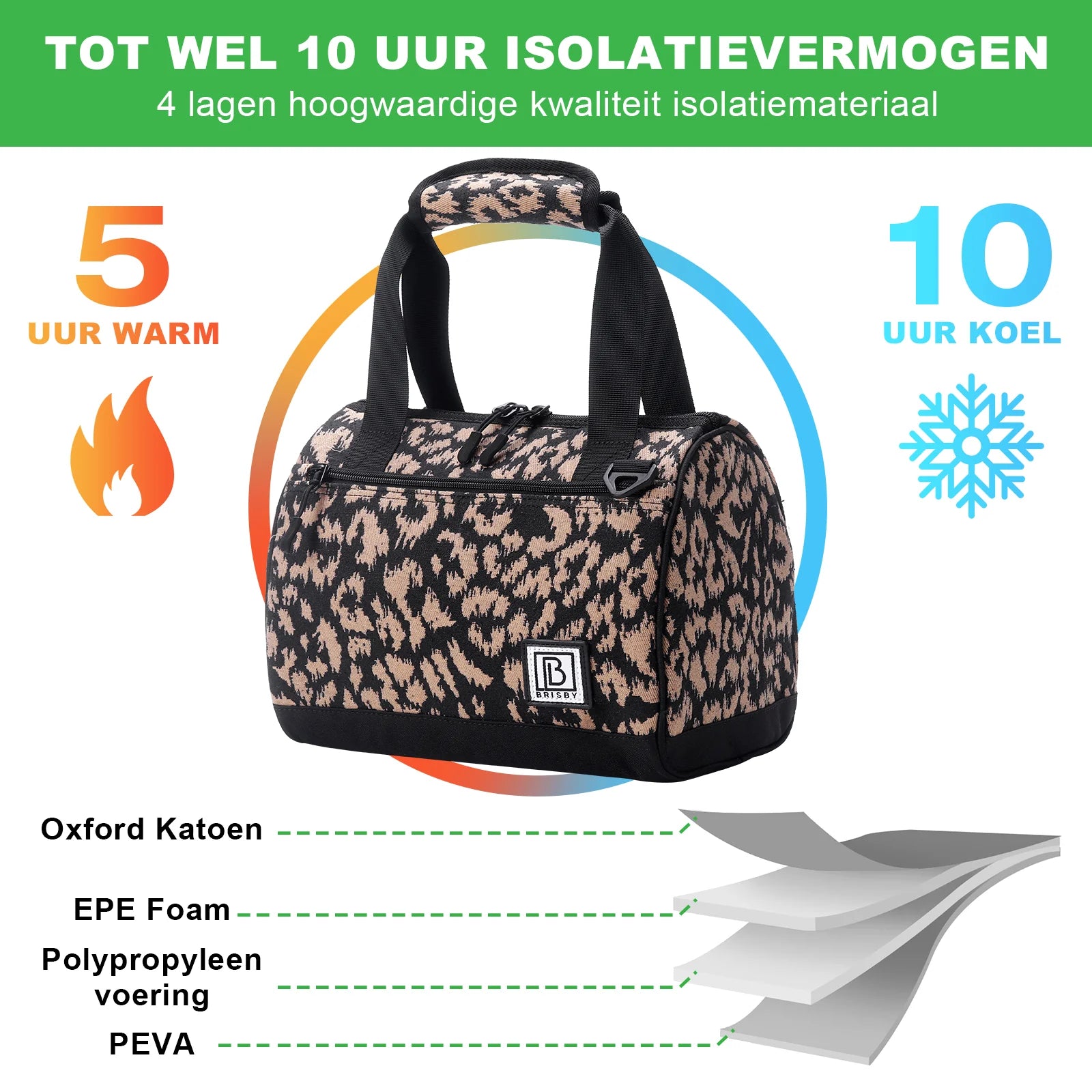 Koeltas 10L leo -  Lunchtas - 4-laags geïsoleerd - 2 gratis koelelementen - incl. schouderband