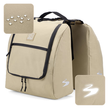 Brisby Dubbele Fietstas 28 Liter – Koeltas en Lunchtas – 4-laags Geïsoleerd – Voor Gewone en Elektrische Fiets – Waterafstotend met Waterdichte Ritsen – Natural Champagne