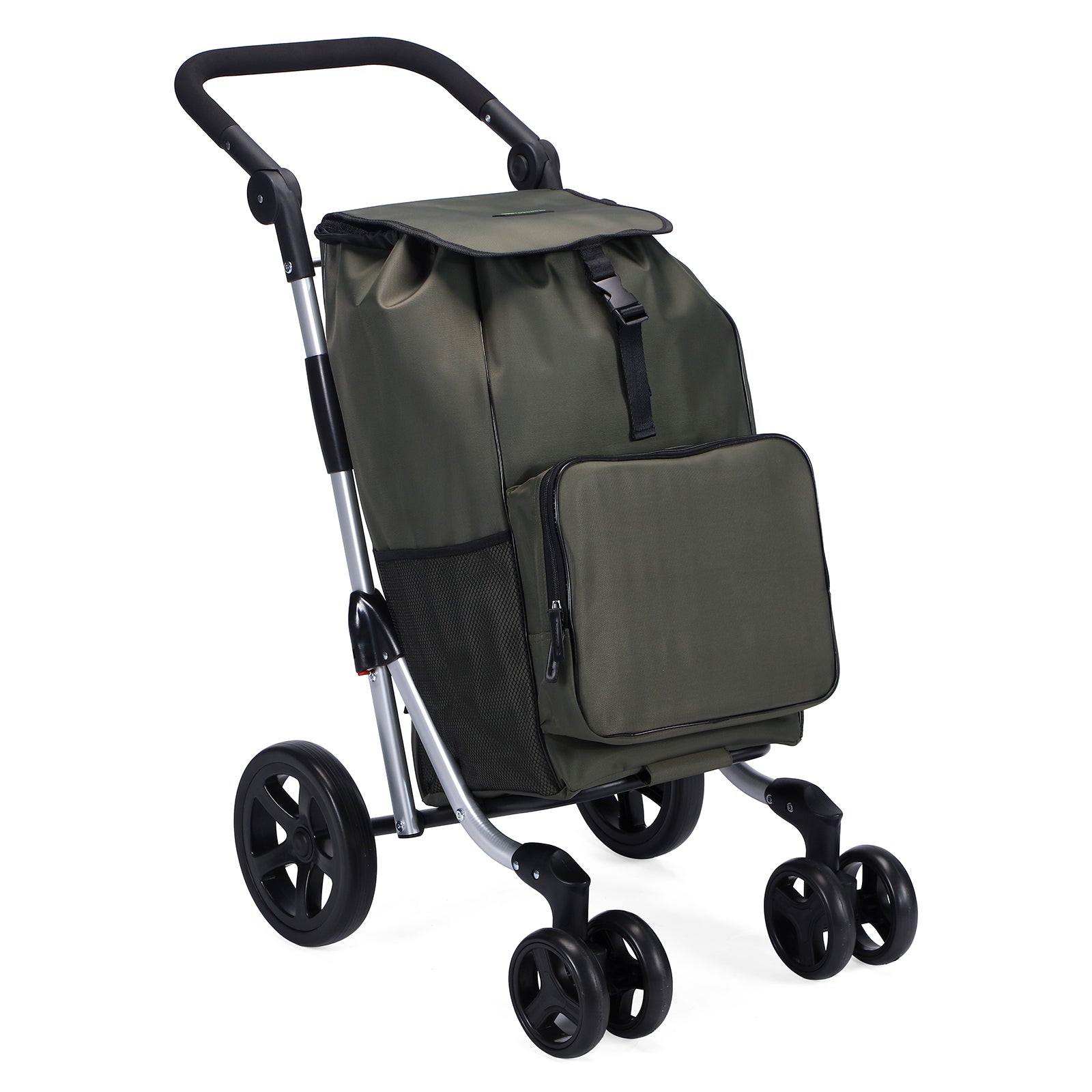 Boodschappentrolley deluxe 60L groen - koelvak - boodschappenwagen - steekwagenfunctie - verstelbaar handvat