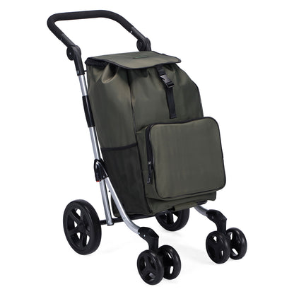 Boodschappentrolley deluxe 60L groen - koelvak - boodschappenwagen - steekwagenfunctie - verstelbaar handvat