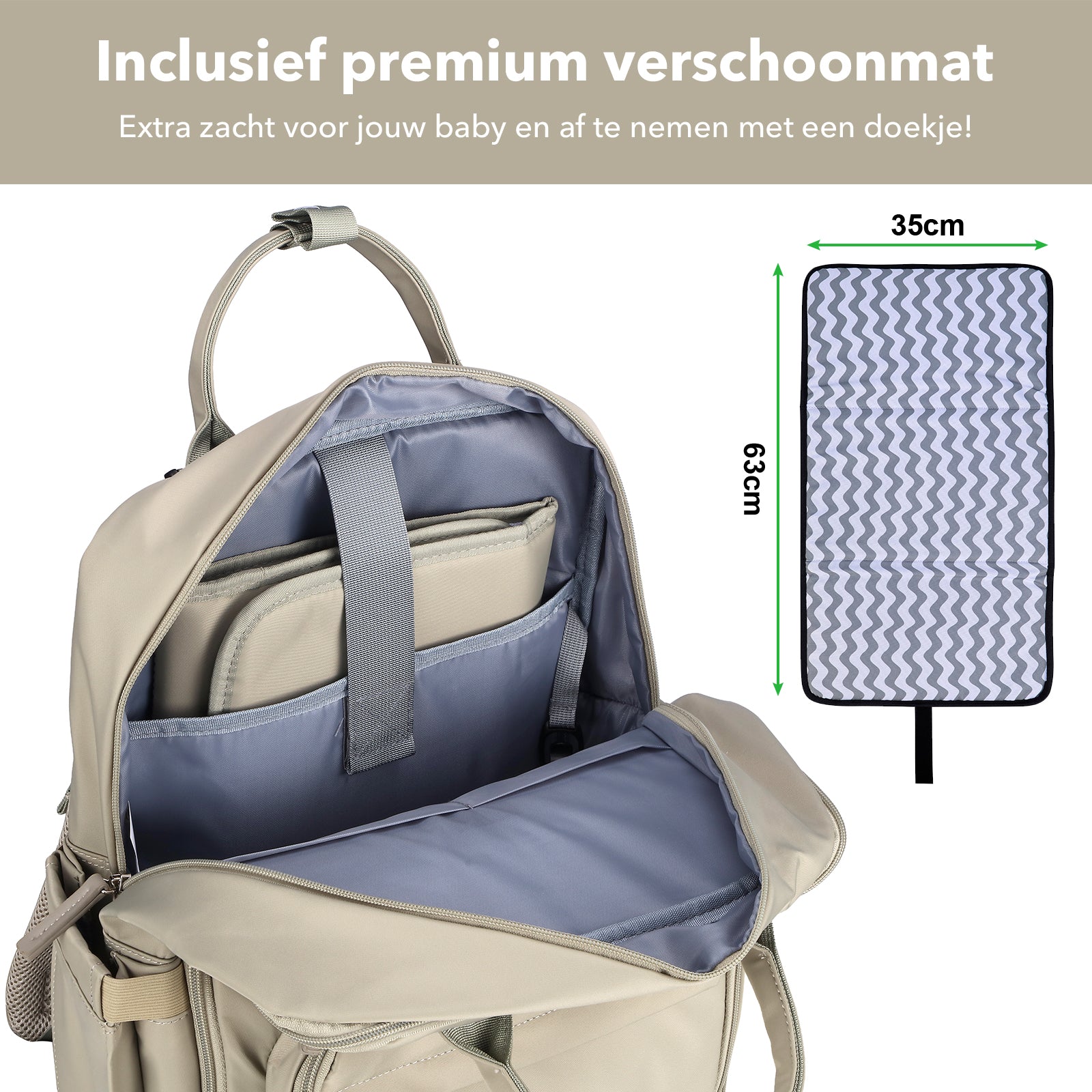 Brisby slijtvaste Luiertas – verzorgingstas – met buggymontage - Mist Green