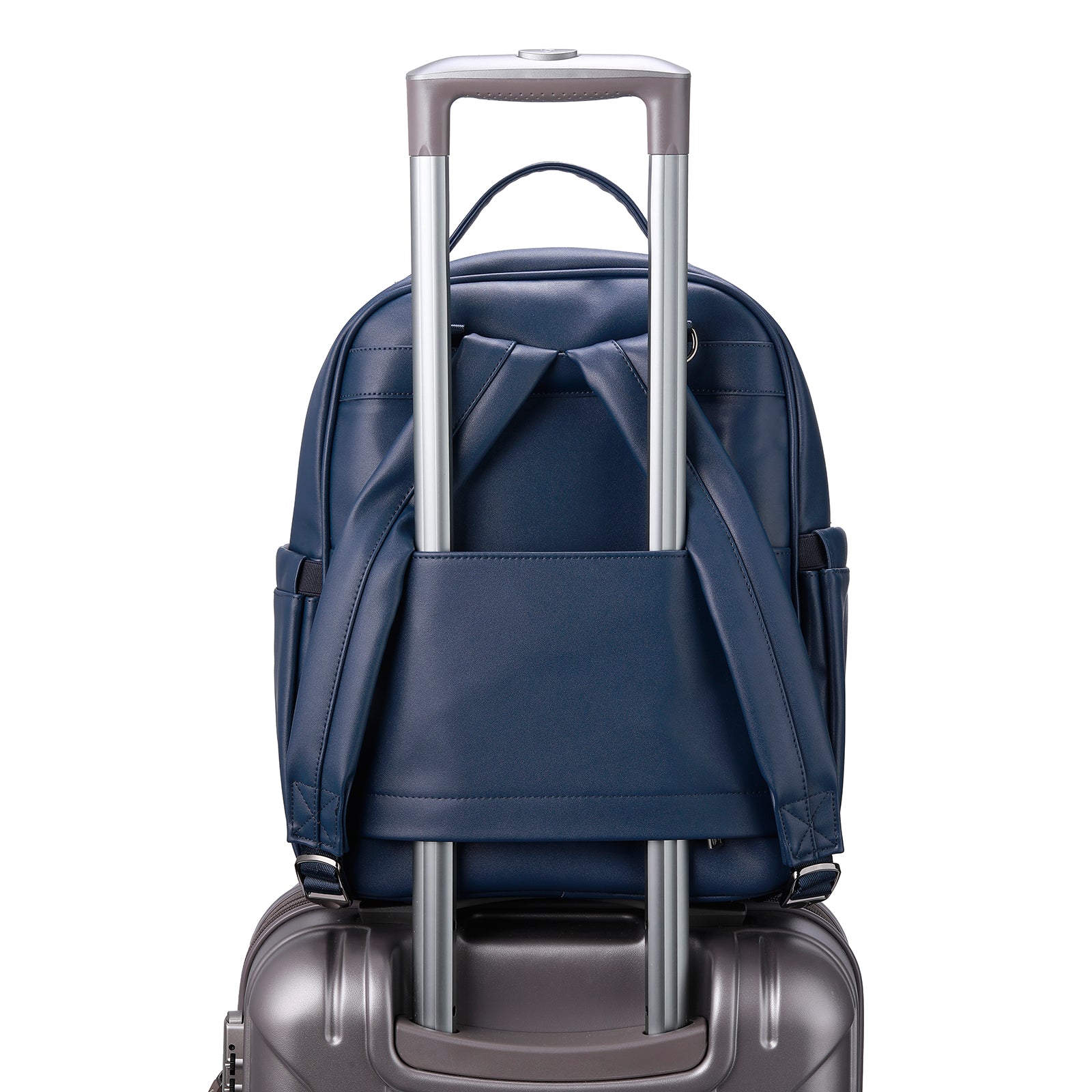 Venezia wear-resistant backpack blue - PU leather - 14 inch laptop compartment - water-repellent