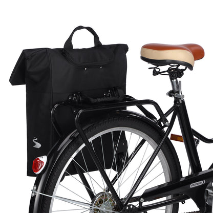 Fietstrolley Tas 2-in-1 Fietstas en Trolley Zwart 18-28L Laptopvak Verstelbare Hendel Bevestigingssysteem - Zwart