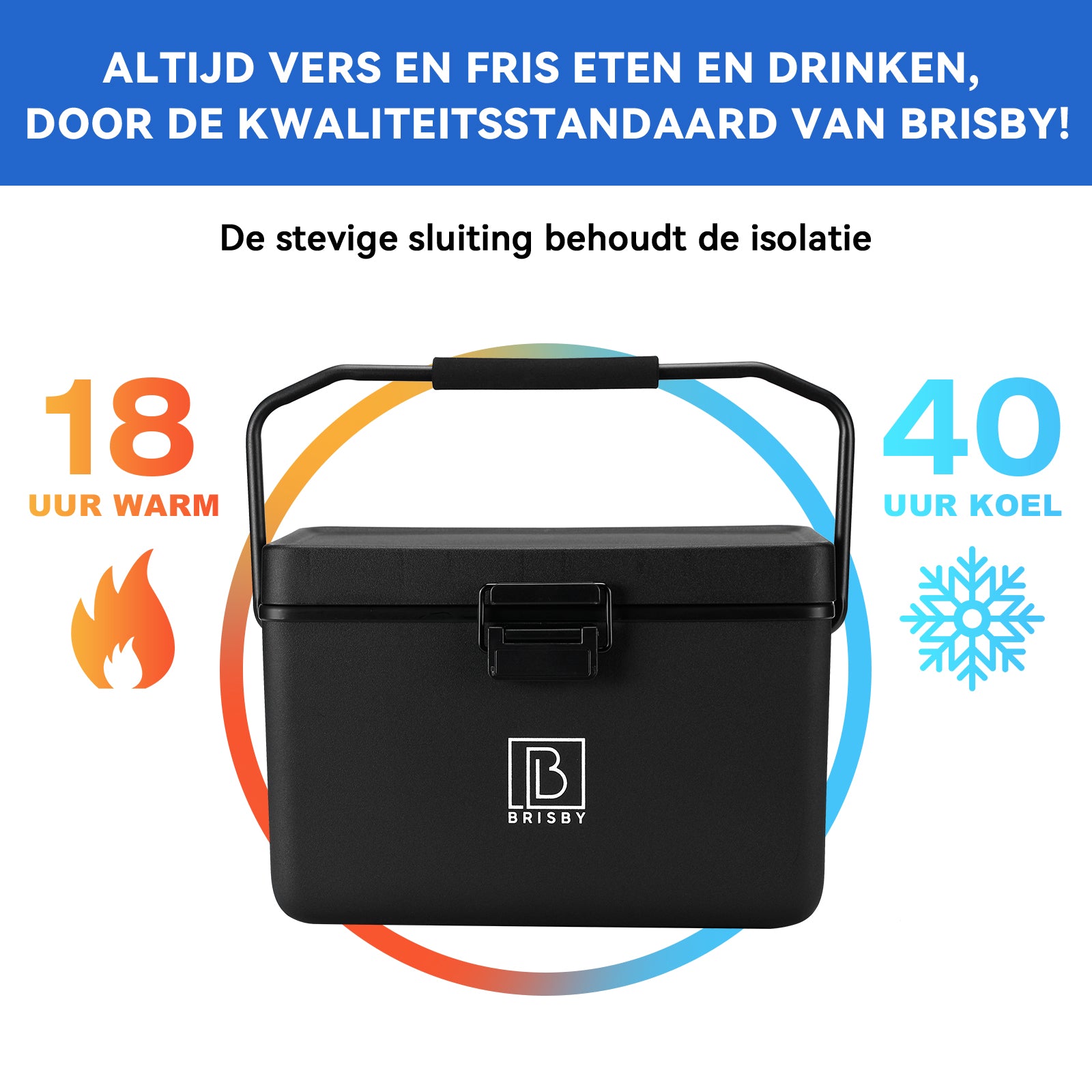 Koelbox 12L met handvat zwart - dividers - snijplanken - tot maximaal 40 uur isolatie - incl. 2 koelelementen van 200ml