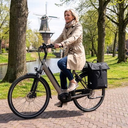 Fietstrolley Tas 2-in-1 Fietstas en Trolley Zwart 18-28L Laptopvak Verstelbare Hendel Bevestigingssysteem - Zwart