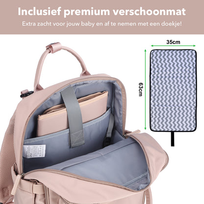 Brisby slijtvaste Luiertas – verzorgingstas – met buggymontage - Muted Rose