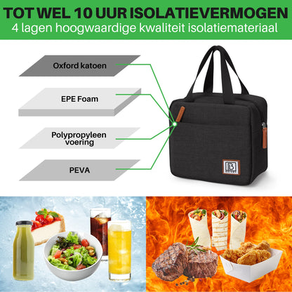 Brisby 4 Laags Geïsoleerde Koeltas - Lunchtas 4  liter - Zwart