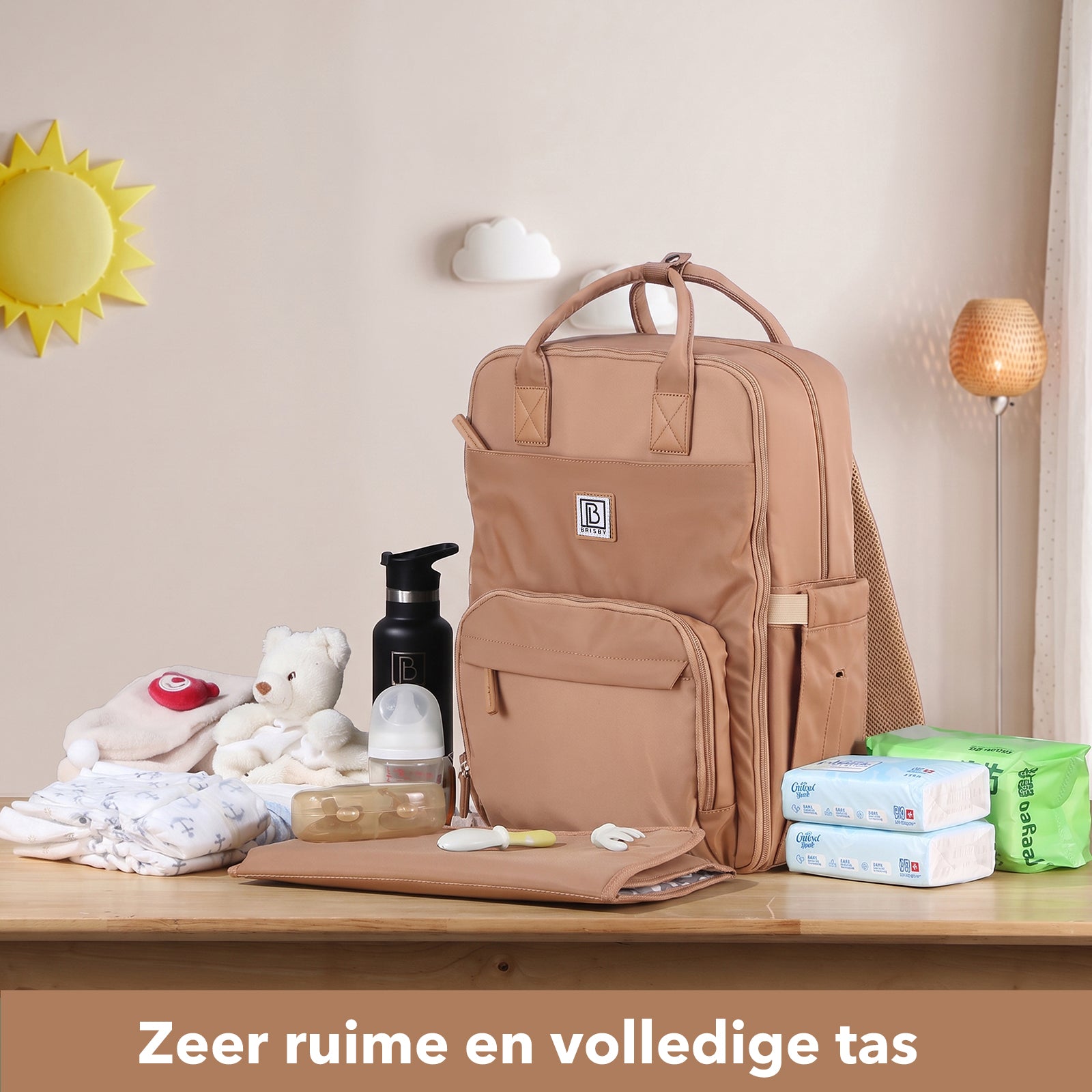 Brisby slijtvaste Luiertas – verzorgingstas – met buggymontage - True Terracotta