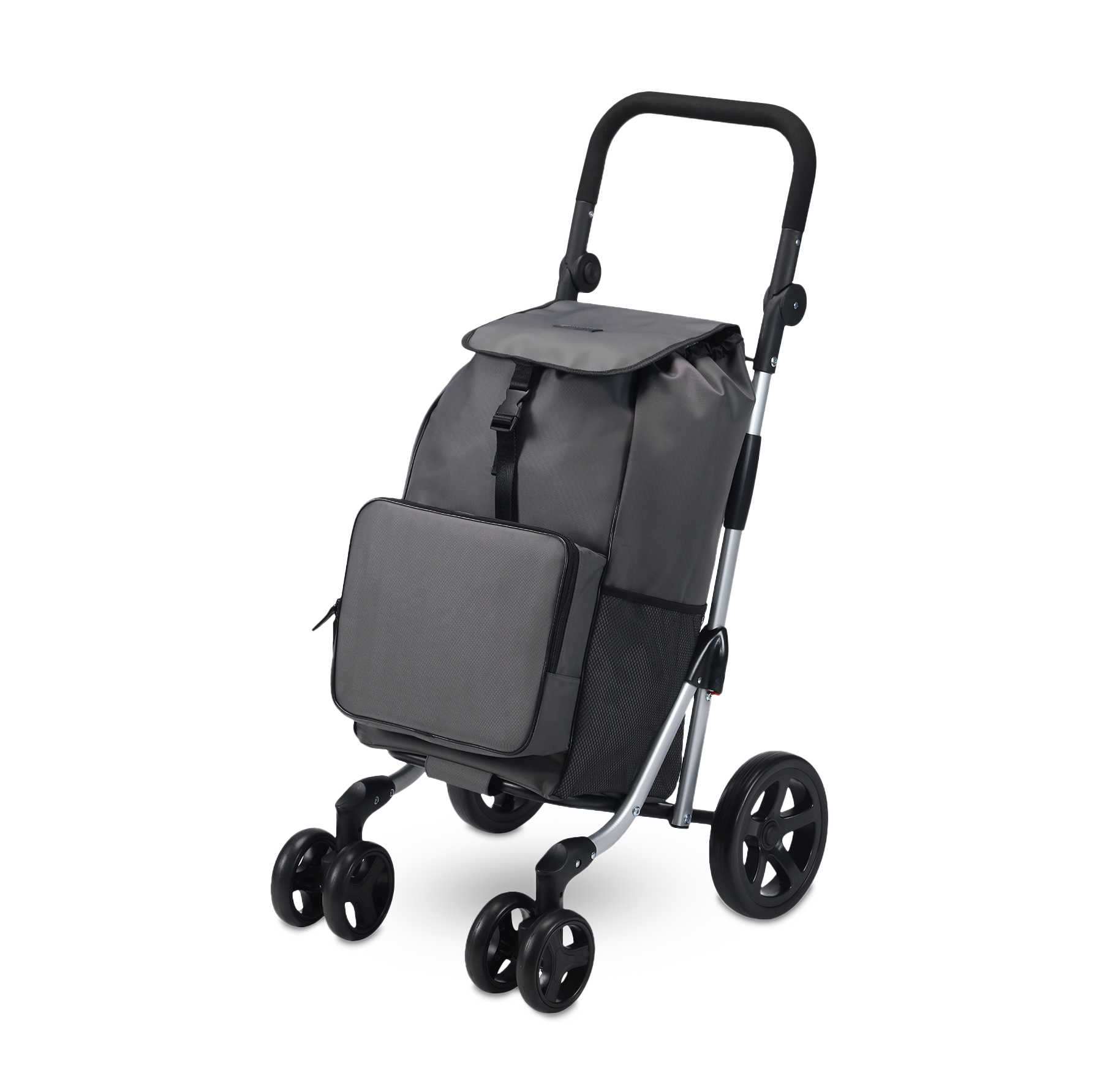 Boodschappentrolley deluxe 60L grijs - koelvak - boodschappenwagen - steekwagenfunctie - verstelbaar handvat
