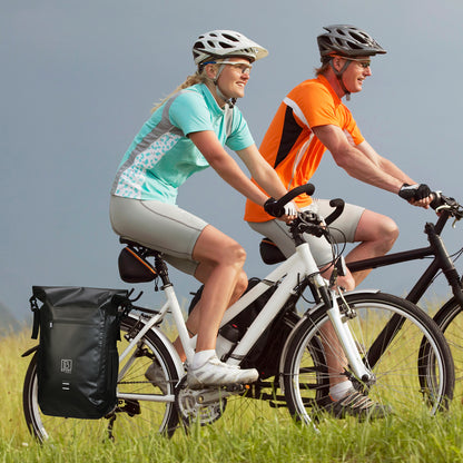 3 in 1 waterdichte rolltop fietstas set 40-52L zwart - hoge zichtbaarheid - fietstas - rugtas - schoudertas