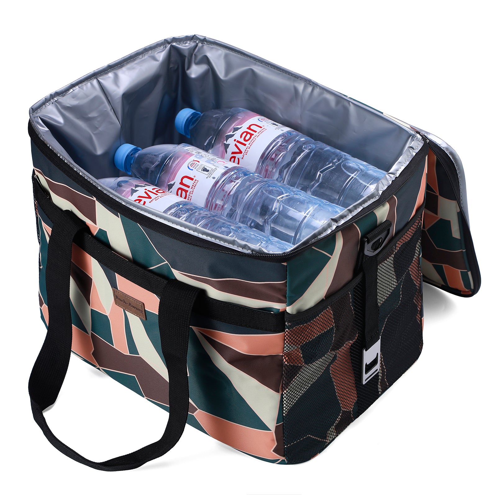 Koeltas 30L abstract - lunchtas - opvouwbaar - 4-laags geïsoleerd - incl. 4 gratis koelelementen en draagband