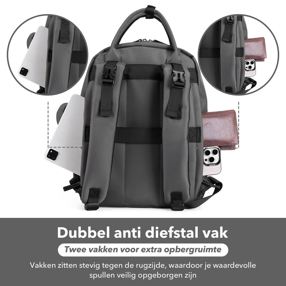 Brisby Premium Luiertas - Donkergrijs - Kinderrugzak - 1.5L kinderlunchtas Leeuw