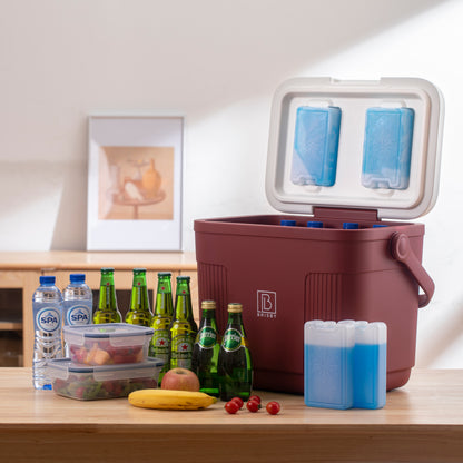 Brisby Koelbox 22L rood + 3-delige vershoudbakjes + 2 thermosflessen 0,5L set