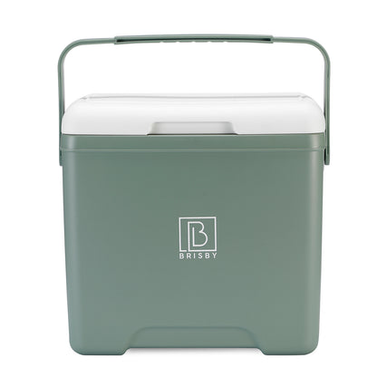 Brisby Koelbox - Frigobox - 13L- Groen - Tot maximaal 40 uur isolatie - Incl. 2 dikke koelelementen van 450ml - Met koelelementen vergrendeld in deksel en Brisby 500ml Zwarte Dubbelwandige Thermosfles