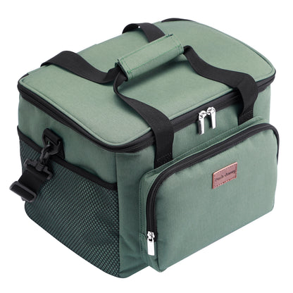 Koeltas 15L groen - lunchtas - 4-laags geïsoleerd - opvouwbaar - incl. 2 gratis koelelementen en draagband