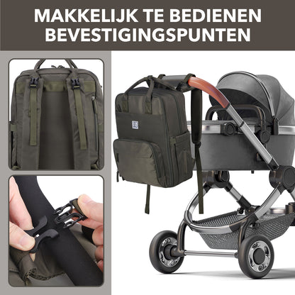 Brisby slijtvaste Luiertas – verzorgingstas – met buggymontage - Forest Green