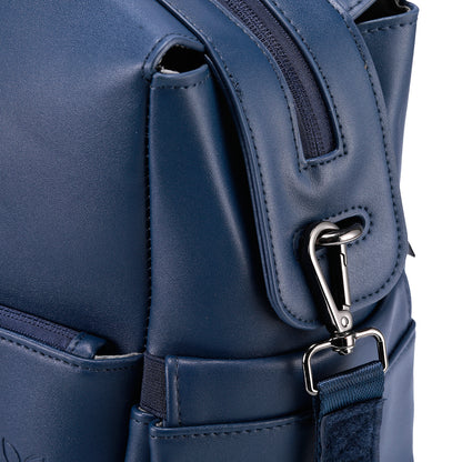 Venezia luiertas en weekendtas blauw - PU leer - schoudertas - slijtvast - Incl. buggy/kinderwagen haken, verschoonmat en koeltas