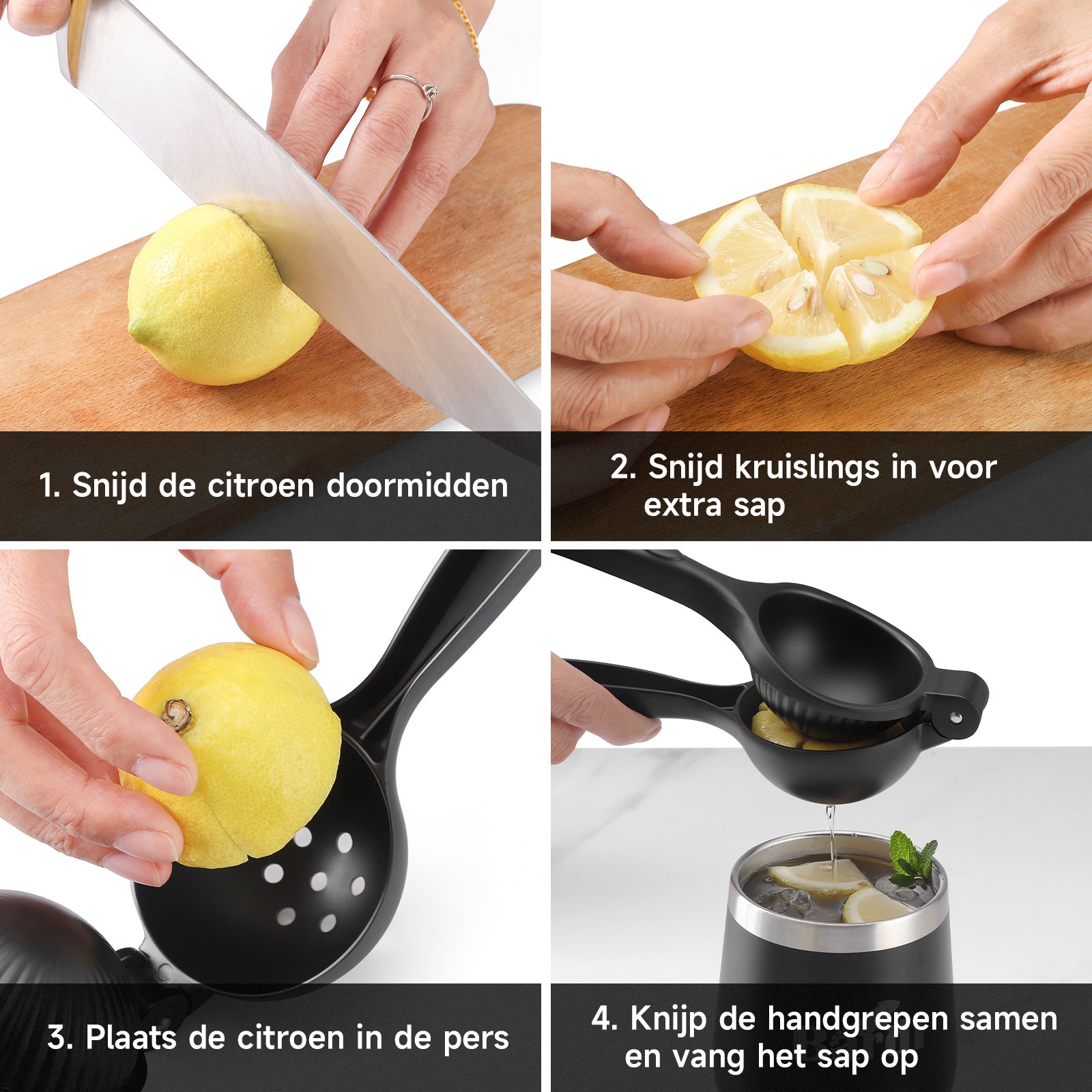 Bardi citruspers zwart - handpers - incl. gratis e-book