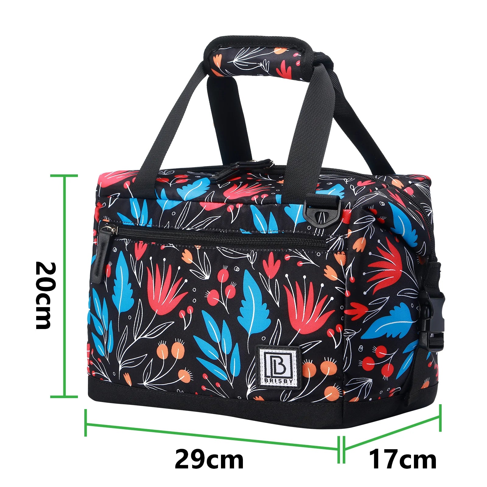 Koeltas 12L night flower - Lunchtas - 4-laags geïsoleerd - extra ruimte uitvouwbaar - 2 gratis koelelementen - incl. schouderriem