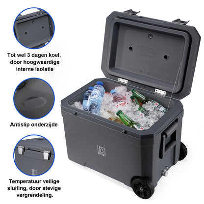 Cool box 45L grey - 3 days insulation - 4 cooling elements - temperature-safe closure