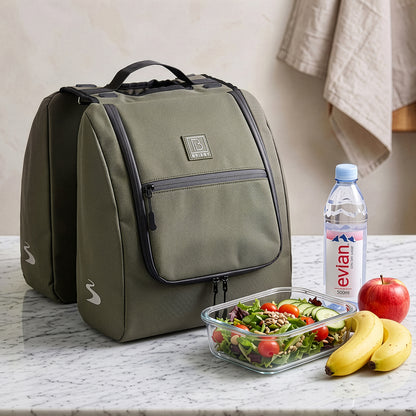 Brisby Dubbele Fietstas 28 Liter – Koeltas en Lunchtas – 4-laags Geïsoleerd – Voor Gewone en Elektrische Fiets – Waterafstotend met Waterdichte Ritsen – Misty Green