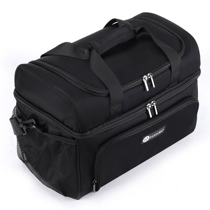Packaway Koeltas 30L - Lunchtas - Inclusief 4 Koelelementen - Dubbel Compartiment - 4-Laags Geïsoleerd - Waterafstotend - Signature Black