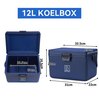 Koelbox 12L met draagband blauw - dividers - snijplanken - tot maximaal 40 uur isolatie - incl. 2 koelelementen van 200ml