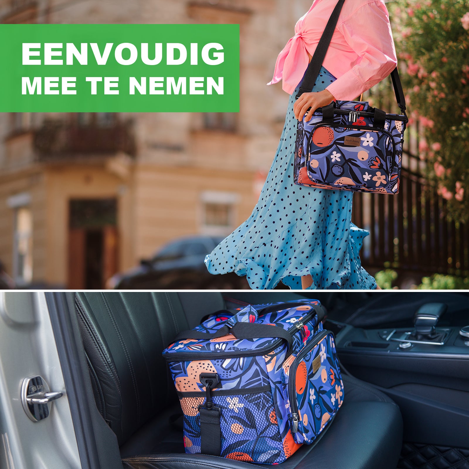 Koeltas 15L valencia - lunchtas - 4-laags geïsoleerd - opvouwbaar - incl. 2 gratis koelelementen en draagband