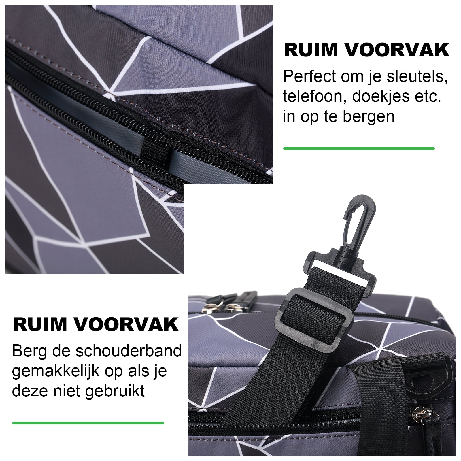 Koeltas 12L abstract grijs en zwart - Lunchtas - 4-laags geïsoleerd - extra ruimte uitvouwbaar - 2 gratis koelelementen - incl. schouderriem