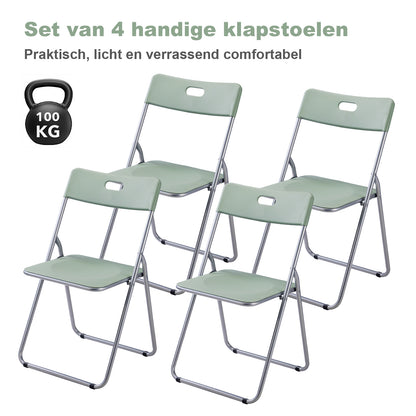 Bardi 4 Delige Klapstoelenset – Vouwstoelenset Stevige Kwaliteit, Weersbestending, 100KG Belastbaar. 44 x 45 x 79 cm. – GROEN