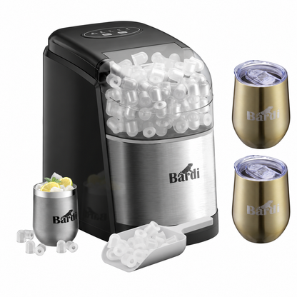 Bardi IJsblokjesmachine set 1,6L RVS - incl. 3 thermoscups goud en ijsschep