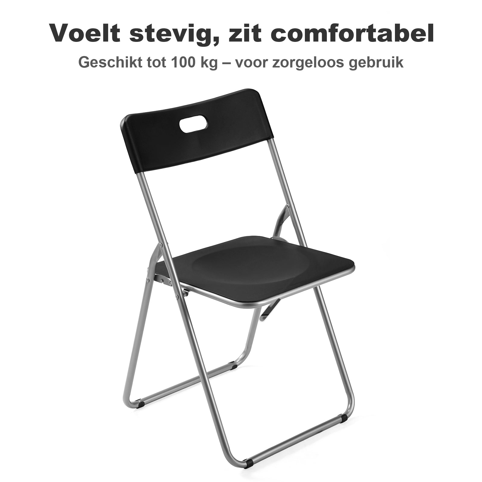 Bardi 8 Delige Klapstoelenset – Vouwstoelenset Stevige Kwaliteit, Weersbestending, 100KG Belastbaar. 44 x 45 x 79 cm. – ZWART