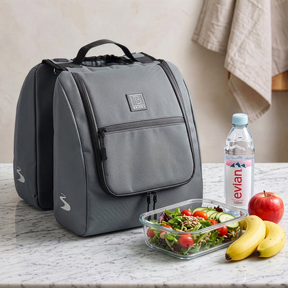 Brisby Dubbele Fietstas 28 Liter – Koeltas en Lunchtas – 4-laags Geïsoleerd – Voor Gewone en Elektrische Fiets – Waterafstotend met Waterdichte Ritsen – Urban Blue