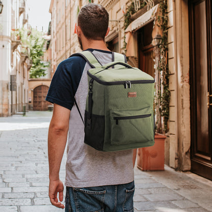 Packaway Koeltas rugzak 25L groen - incl. 2  koelelementen, flessenopener