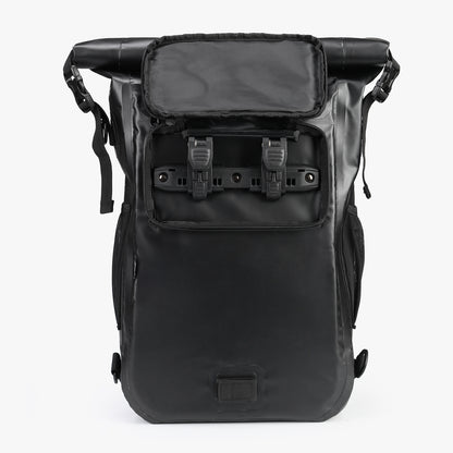 3 in 1 waterproof rolltop bicycle bag set 40-52L black - reflective - high visibility - bicycle bag - backpack - shoulder bag