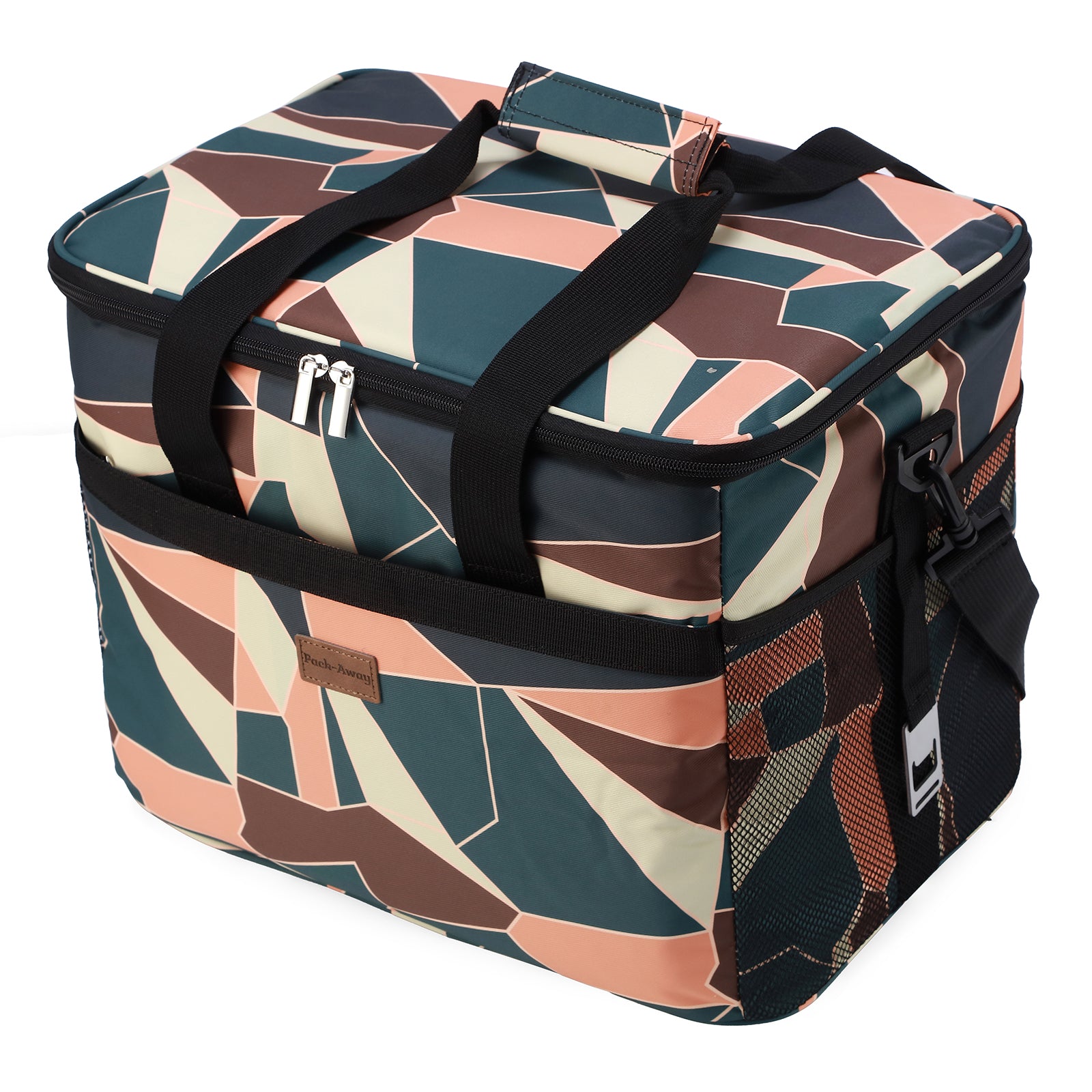 Koeltas 30L abstract - lunchtas - opvouwbaar - 4-laags geïsoleerd - incl. 4 gratis koelelementen en draagband