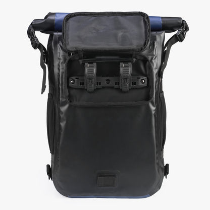 3 in 1 waterproof rolltop bicycle bag set 40-52L blue - reflective - high visibility - bicycle bag - backpack - shoulder bag