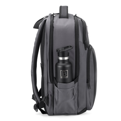 Brisby Rugzak Pro 1 – Laptoprugzak tot 15,7 inch voor Werk, School en Reizen – Waterafstotend – Met Tabletvak, Antidiefstalvak en Trolleysleeve - Grijs