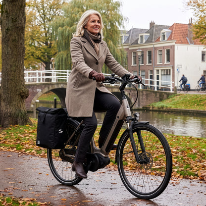 Brisby Dubbele Fietstas Rolltop Zwart 39-48L Waterdicht Geschikt voor Elektrische Fietsen & E-Bike - Zwart