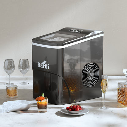 Bardi Deluxe Ice Cube Machine 2L black - Self-cleaning function - ice cube maker with ice scoop - Incl. luxury thermos cup and ice scoop