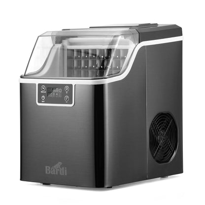 Bardi 3,2L Deluxe IJsblokjesmachine - Vierkante IJsblokmaker - LCD Display - 20Kg/24 uur. inclusief Thermosbeker en IJsschep - ZWART met citruspers Zwart