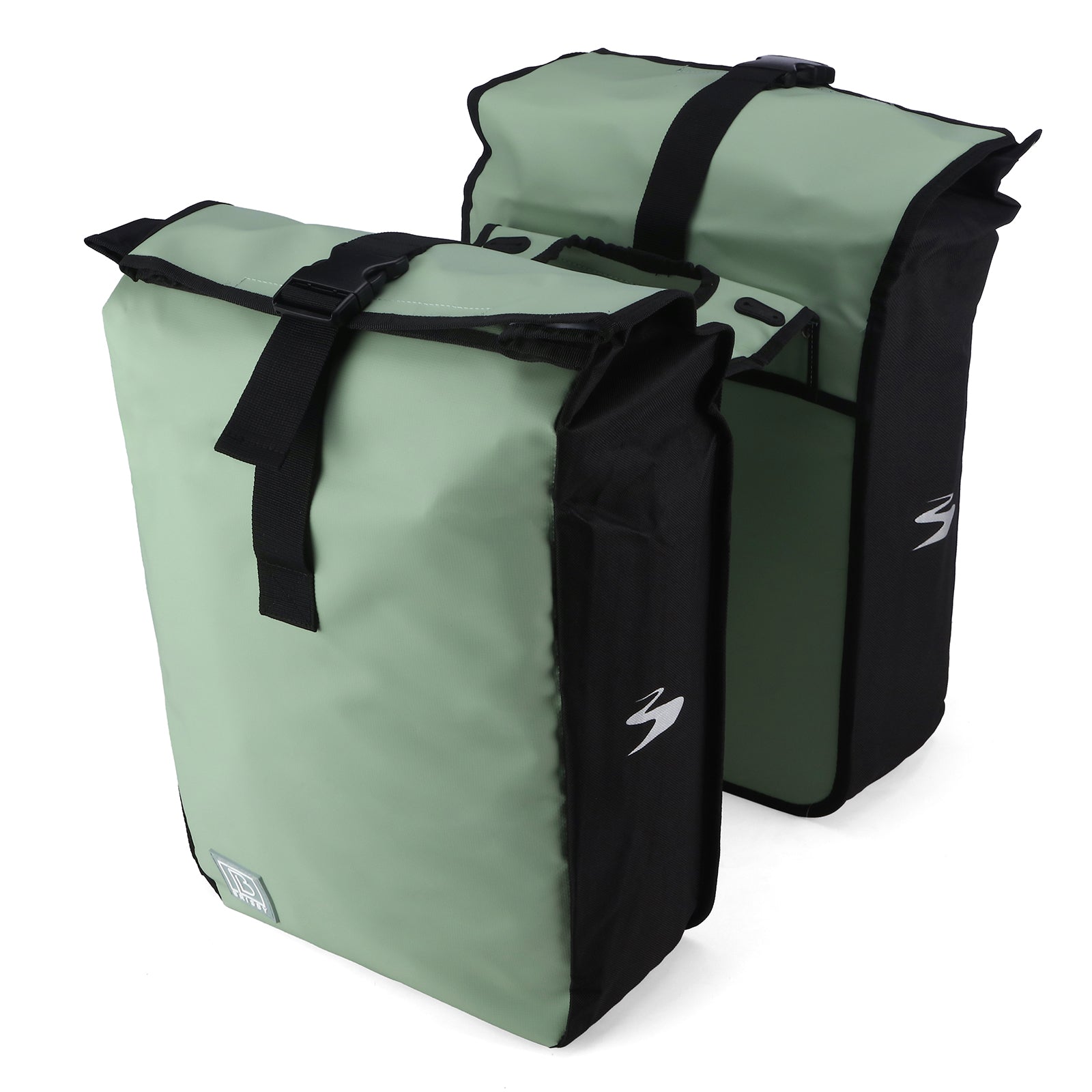 Brisby Dubbele Fietstas Rolltop Zwart 39-48L Waterdicht Geschikt voor Elektrische Fietsen & E-Bike - Groen