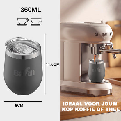 Bardi Thermosbekers 0,3L RVS grijs set -  incl. deksels - dubbelwandig