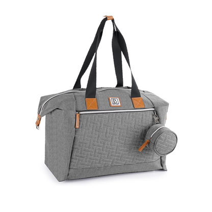 Duffel durable diaper bag gray - large nursing bag - Incl. changing mat, insulated compartments and pacifier holder