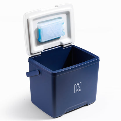 Brisby Koelbox - Frigobox - 13L- Blauw - Tot maximaal 40 uur isolatie - Incl. 2 dikke koelelementen van 450ml - Met koelelementen vergrendeld in deksel en Brisby 500ml Zwarte Dubbelwandige Thermosfles